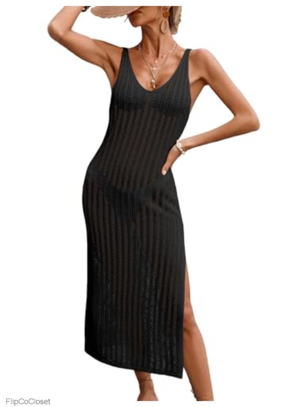 Crochet Knit Beach Cover Up Midi Dress Swim Suit Bikini Coverup Vacation